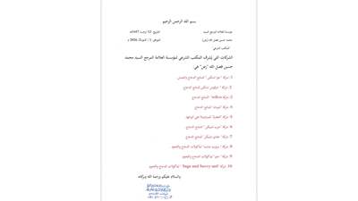 لائحة شركات اللحوم الخاضعة للرقابة الشرعية لمؤسسة المرجع السيد فضل الله للعام 2026